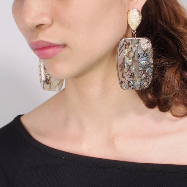 

dangle & chandelier square acrylic earrings for women jewelry alloy statement pendant accessories brincos uken, Silver