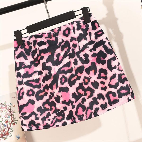 

big size women 4xl pink leopard printing skirts for women slim high waist a line plus size skirt stretchy short mini saia, Black