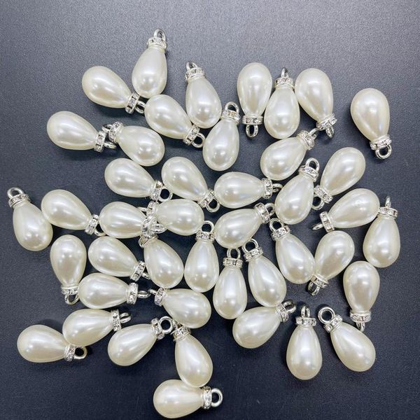 

new 8 pcs diy 10x20mm mini acrylic pearl pendant water drop beads charm earrings ornaments jewelry maki sqcloq, Black