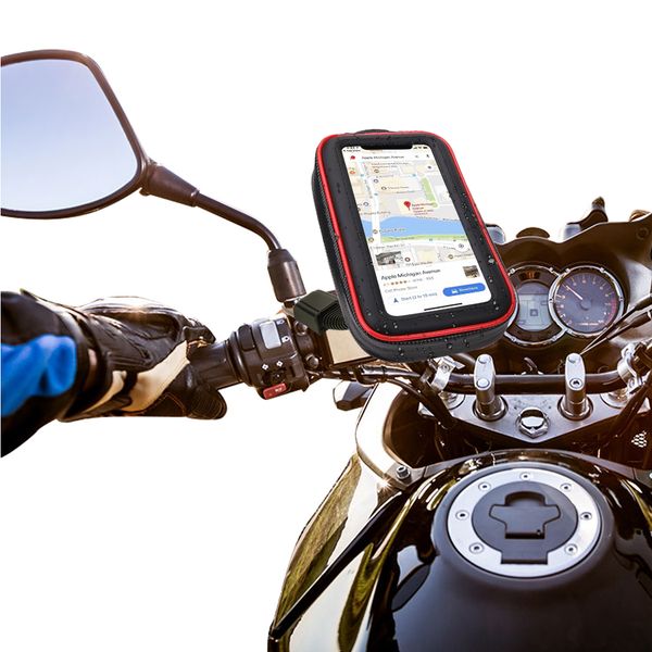 

360 degree universal motorcycle rearview mirror mobile phone mount holder
