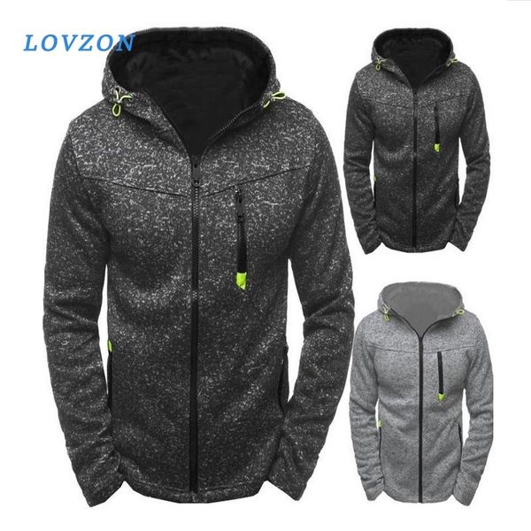 

men sports casual wear zipper fashion tide jacquard hoodies fleece jacket fall sweatshirts autumn winter coat, Black