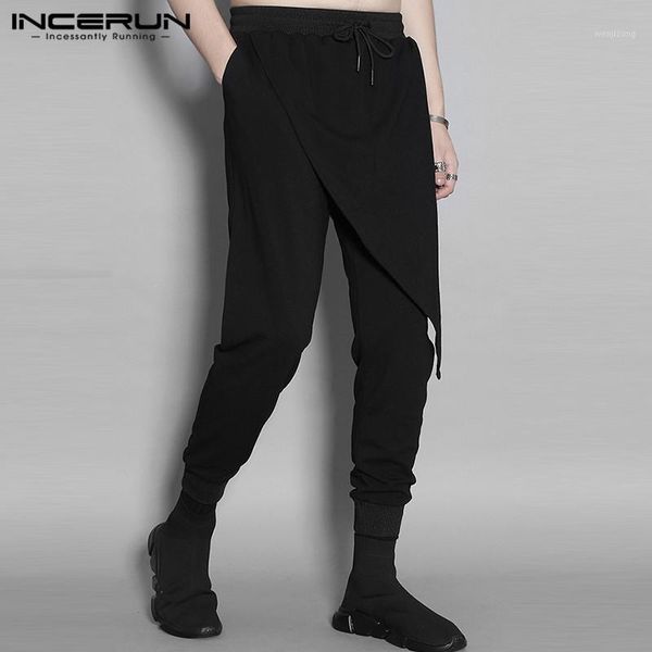 

mens drawstring pants fashion solid color joggers men loose harem pants casual irregular black pantalones baggy bottoms incerun1