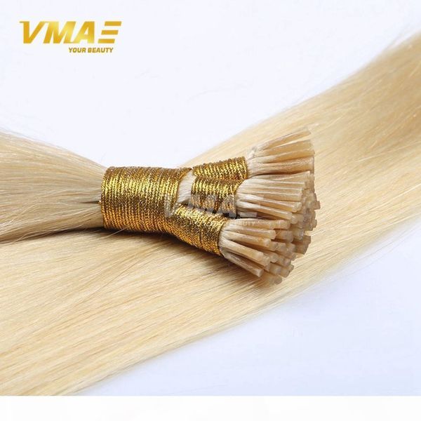

vmae 1g strand 100g brazilian european russian indian pre bonded single double natural virgin straight keratin i tip human hair extensions, Black