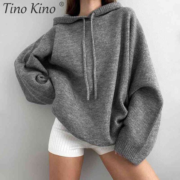 

knitted women's sweatshirt oversized hooded loose long sleeve winter hoodies women 2022 new office lady fashion sports, Black;white