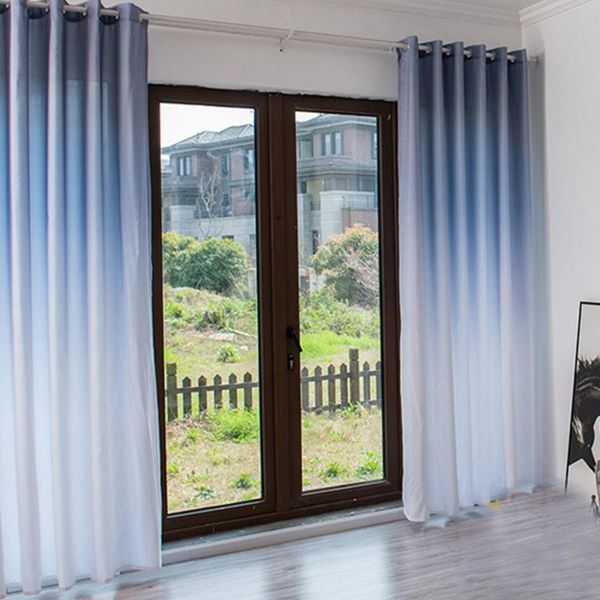 

fantasy pure color upper gradient curtain bedroom window panel grey blue semi shading curtain living room sale