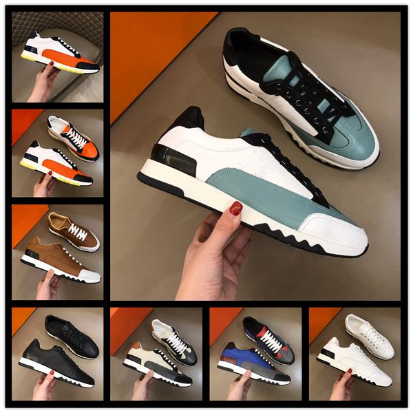 

designer shoes genuine leather fashion mens women fashion white leather platform shoes flat h casual shoes, Black