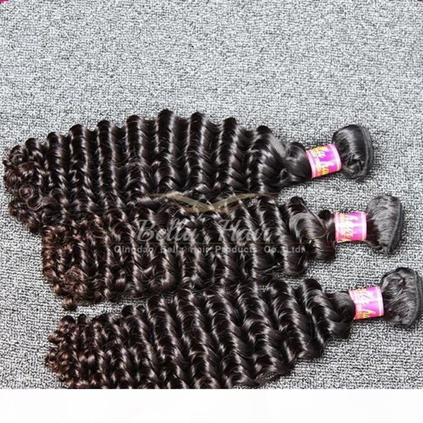 

bella hair 10~24inch grade 9a malaysian hair weft unprocessed human hair natural color 3pcs lot deep wave hair weaves ing, Black