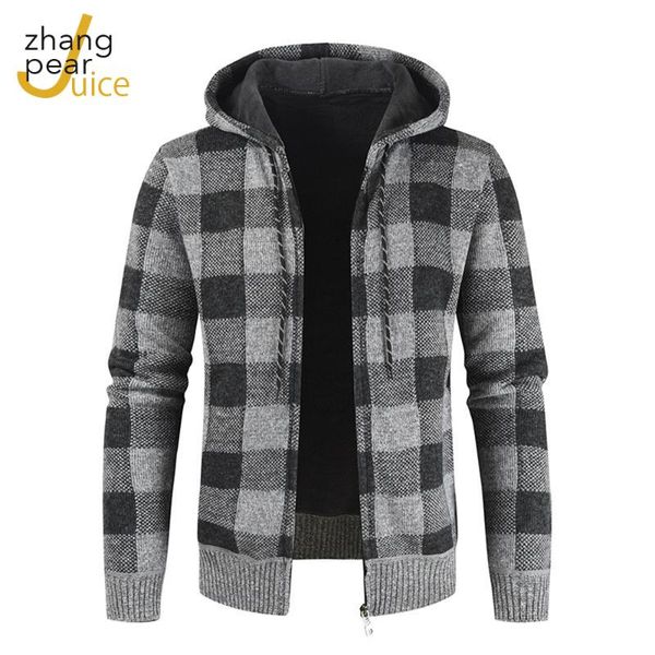 

men's sweaters fashion men plaid print knitting sweater cardigan zipper long sleeve coat casual jacket, White;black