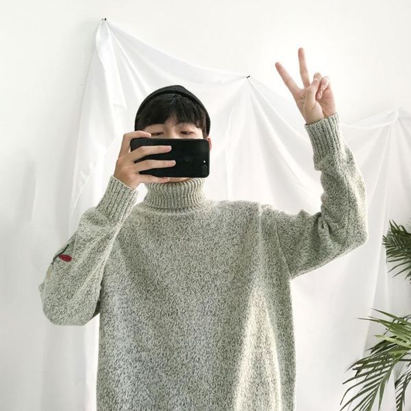 

men's sweaters turtleneck sweater men warm fashion flower embroidered slim long sleeve knitting pullover man winter casual male clothes, White;black
