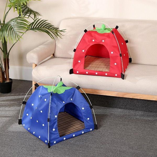 

strawberry pet dog cat tent waterproof oxford cloth portable all seasons bed dirt-resistant soft bed outdoor kennels washable1