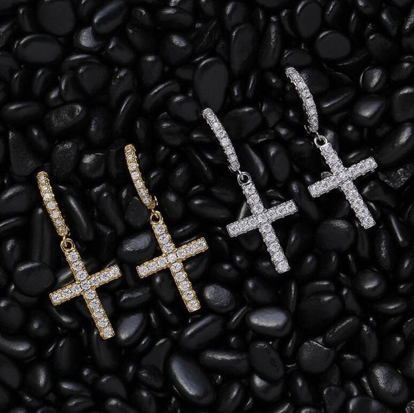 

cross earrings dangle hinged earrings hypoallergenic stainless steel cross hoop huggie earring gothic&punk style for men and women, Silver