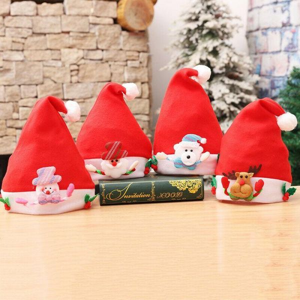 

led christmas beanie cut santa claus hat caps xmas tree light hat children christmas party reindeer snowman xmas gifts cap1