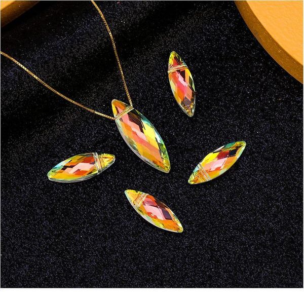 

faceted glass beads crystal pendent shiny marquise shape loose spacer beads for jewelry making supplies diy quali qylale