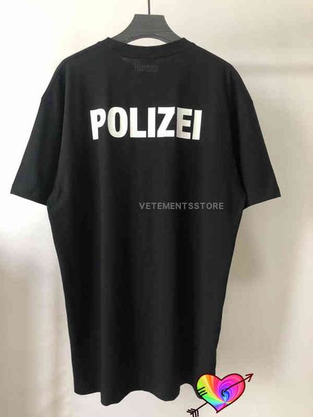 

2021 vetements polizei t-shirt men women front back police letters print tee oversize vtm short sleeve, White;black