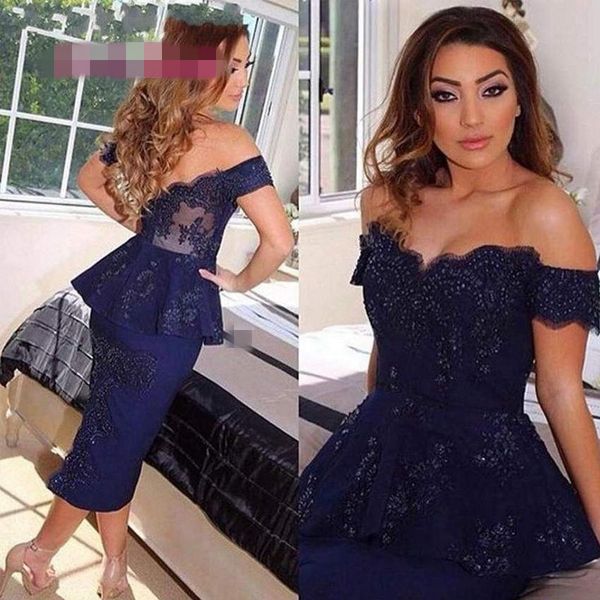 2020 pizzo lunghezza tè guaina abiti per la madre della sposa scollo a barchetta abiti per la madre della sposa per matrimoni abito da sposa blu navy