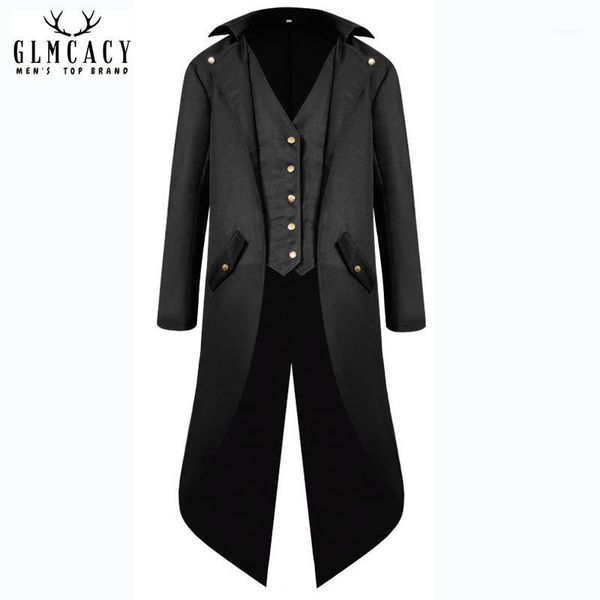 

men's vintage gothic victorian jacket steampunk frock coat tailcoat tuxedo uniform halloween costume1, Black;brown