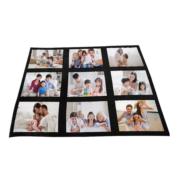 

125*150cm sublimation thermal fleece blanket heat print fabric plush mat diy blank carpet 9 15 20 grids plaid blankets bed quilt dda822