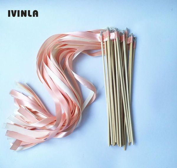 

50pcs/lot coral wedding ribbon stick with sliver bell for sqcrrs bbgargden
