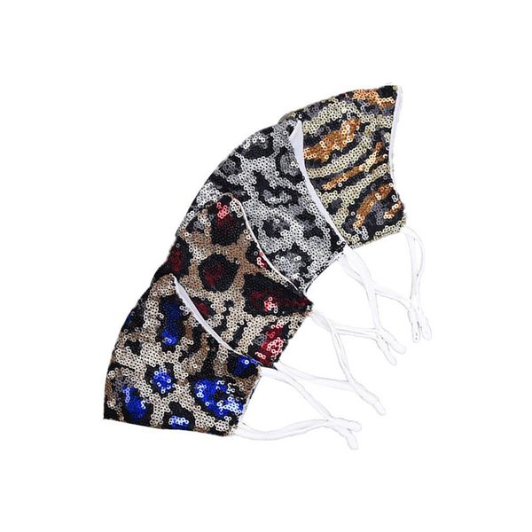

fashion mask face dustproof sequins mouth masks designer washable reusable women bling leopard rstfb