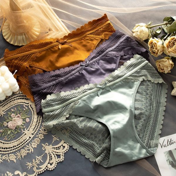 

womens lace panties 2020 new styles ladys daily briefs women mid-rise translucent briefs ladys wholesale underwears, Black;pink