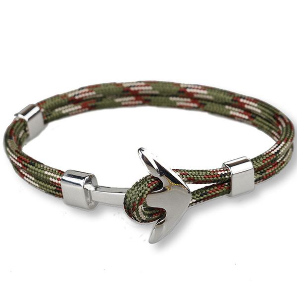 

модный серебристый цвет выживания веревочка цепь военно-морской синий якорь очарование браслеты и браслеты мужчин женщин подарок спортивные