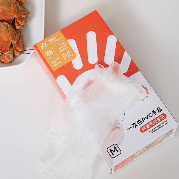 

of gloves pieces transparent pvc plastic disposable 100 baking cooking home oil-proof workshop work gloves