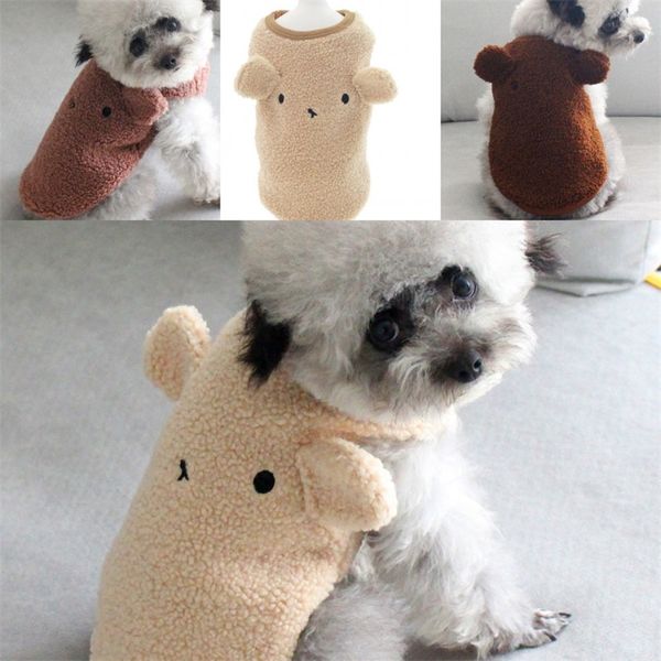

cute dog plush sweater 3d ears ornament knitting clothes soft fuzz 2 color poodle tactic puppy cat clothes pet accessories 13 5cb g2