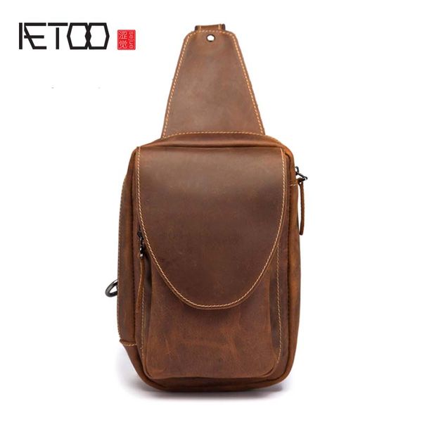

hbp aetoo new style leather retro style men's chest bag head layer crazy horse skin shoulder bag personality multi-functional chest