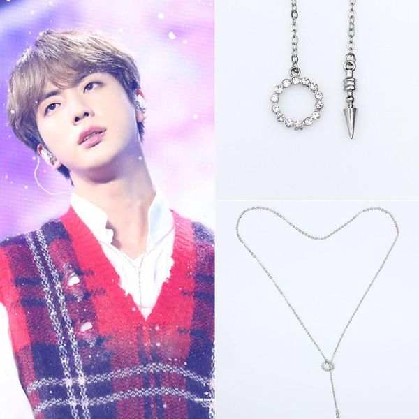 

chains kpop bangtan boys kim seok jin eat necklace circle decorated stylish collarbone chain fans gilfs pendant, Silver