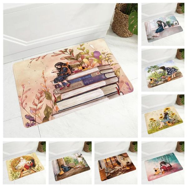 

cushion/decorative pillow soft floor mat for children room cute mori girl dining hall non-slip decor doormat and dog flannel bedroom carpet