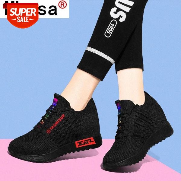 

2021 spring fashion woman shoes comfortable lightweight warm flat bottom inner heightening mesh surface shallow mouth breathable #2h0v