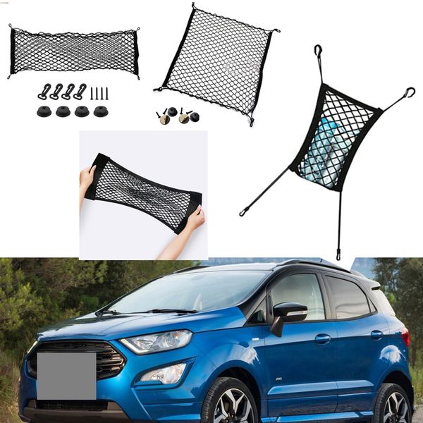 Per Ford EcoSport Car Vehicle Black Rear Trunk Cargo Baggage Organizer Storage Nylon Plain Vertical Seat Net