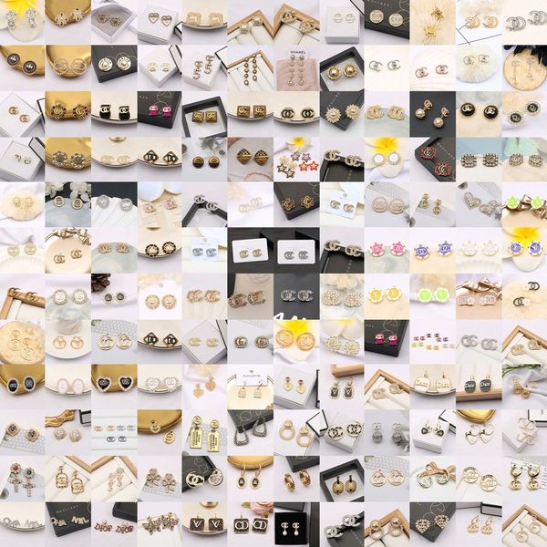 

cuts 18k gold plated 925 silver simple brand designers letters stud geometric famous charm women crystal rhinestone pearl earring wedding pa, Golden;silver
