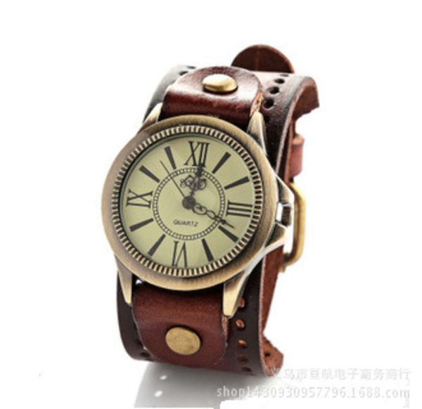 

leather fashion roman trend men's bronze scale quartz watch p72z, Slivery;brown