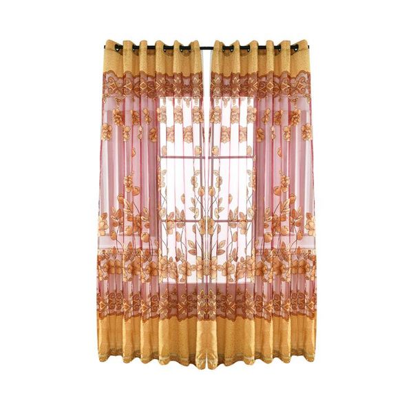 

curtain & drapes blooming flowers semi-dark jacquard pattern hook translucent for family bedroom living room decoration