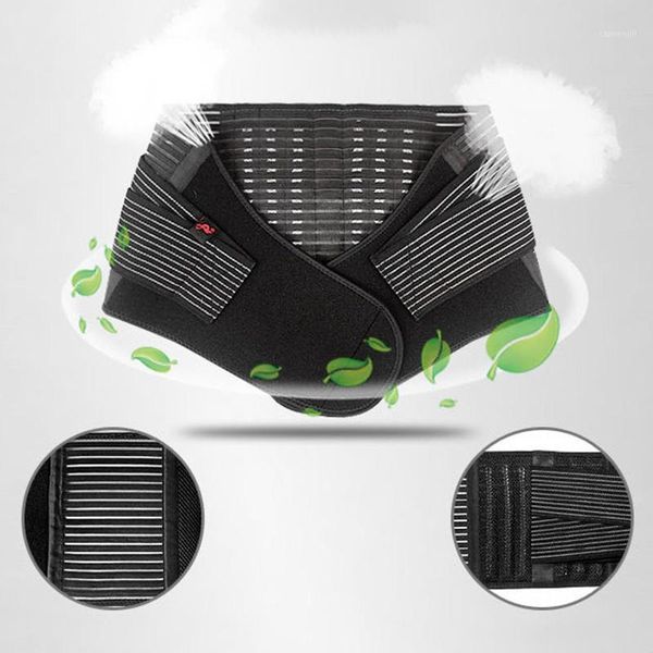 

6-spring waist pain back supporting brace strap posture corrector adjustable pain relief fitness weightlifting belt1, Black;gray