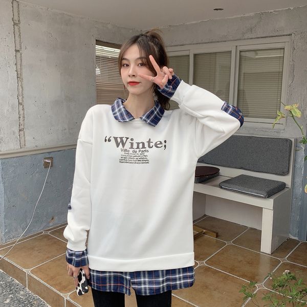 

2021 new fake winter fall of two velo-lined parts quilted female sweater korean stay home sweet season 8gpj, Black