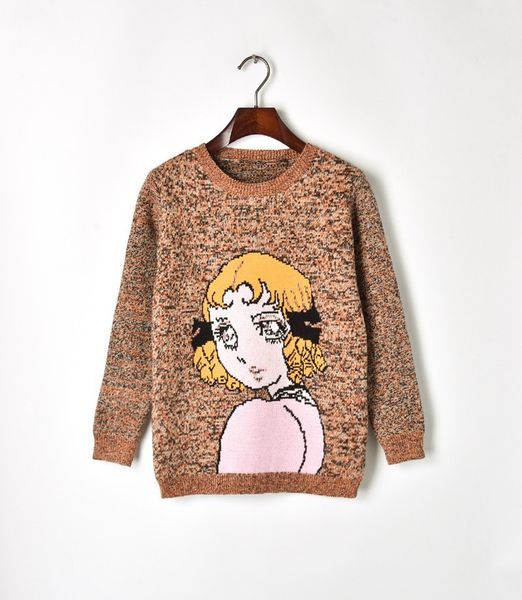 

2021 new winter runway released cute harajuku pullovers thick jumpers jacquard women's pullover torsion mesh ladys sweater l1ao, White;black