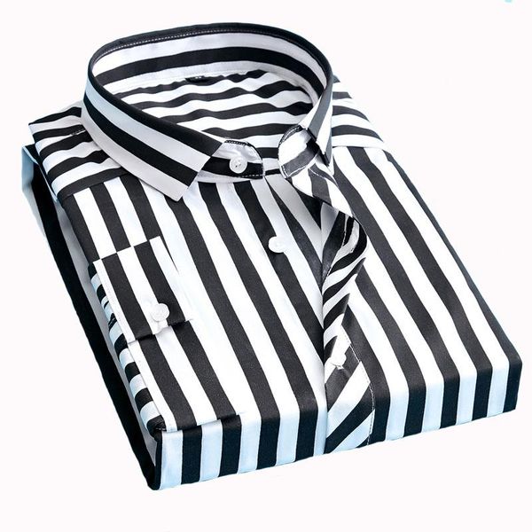 

european size loose shirts shirt men new striped seven-quarter sleeve mens dress shirts camisa masculina spring sum, White;black