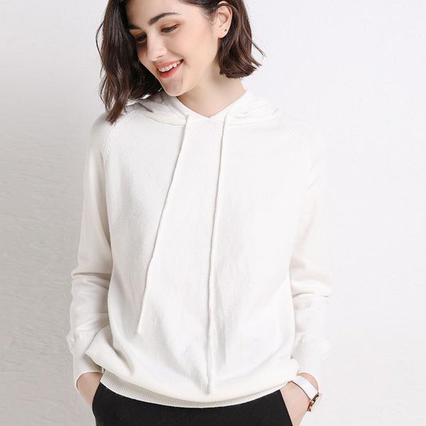 

women knitted solid hoodies casual warm hooded women sweatshirt winter long sleeve plus velvet oversized hoodies streetwear, Black