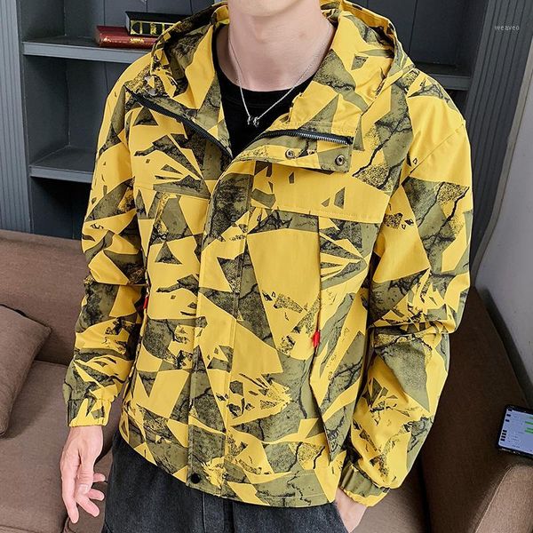 

2020 new spring fashion hooded casual jacket men windbreaker camouflage coat1, Black;brown