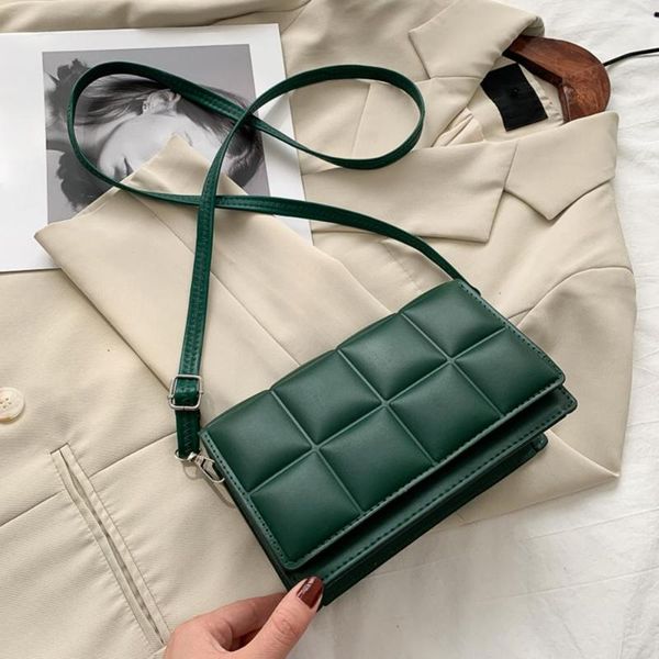 

2021 tend lattice pattern shoulder bag women's designer pu leather flap bags small square crossbody female travel messenger bag