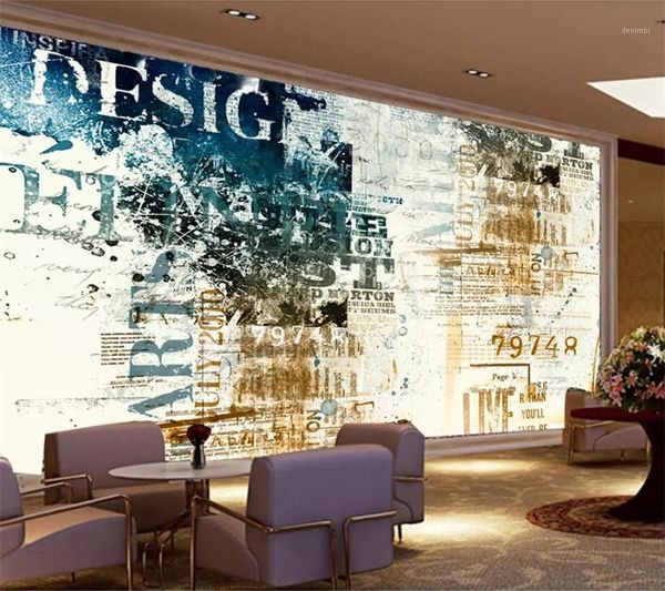 

mural custom wallpaper fashion 3d p murals retro english alphabet living room background wall paper mural papel de parede1