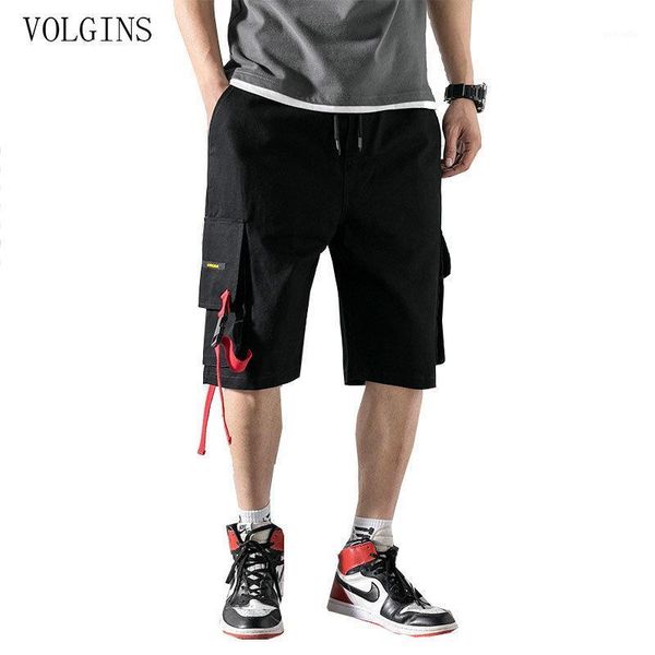 

streetwear harajuku shorts men hip hop cargo shorts male loose leisure solid hombre joggers beach mens 2020 summer new1, White;black