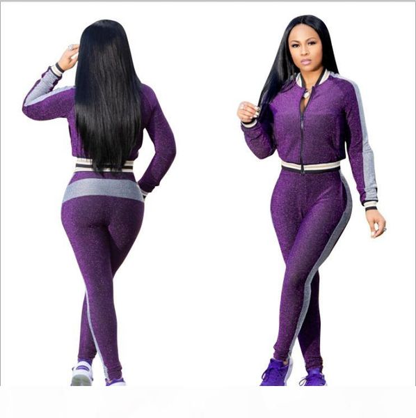 

women designer tracksuits jackets with pants casual two-piece jogger set green purple tracksuits size s-2xl, Gray