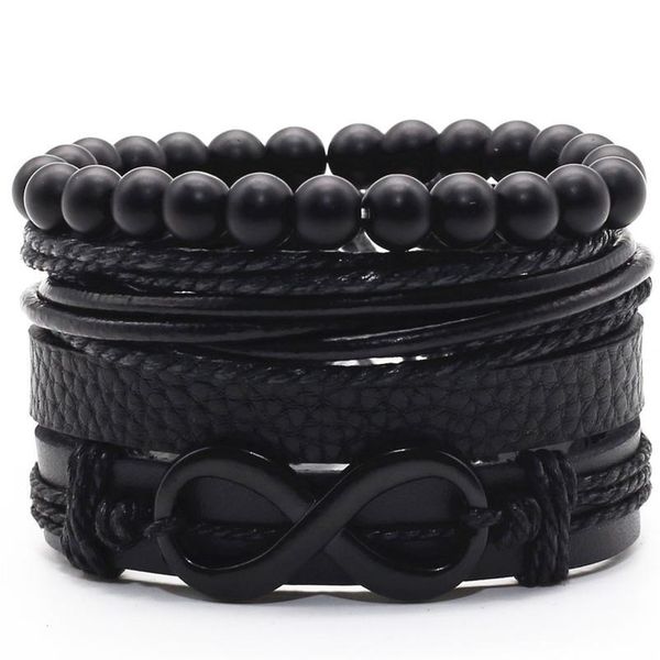 

fish cross infinity black beads charm handmade woven men leather bracelets women vintage bangle male jewelry acc jllnaz, Golden;silver