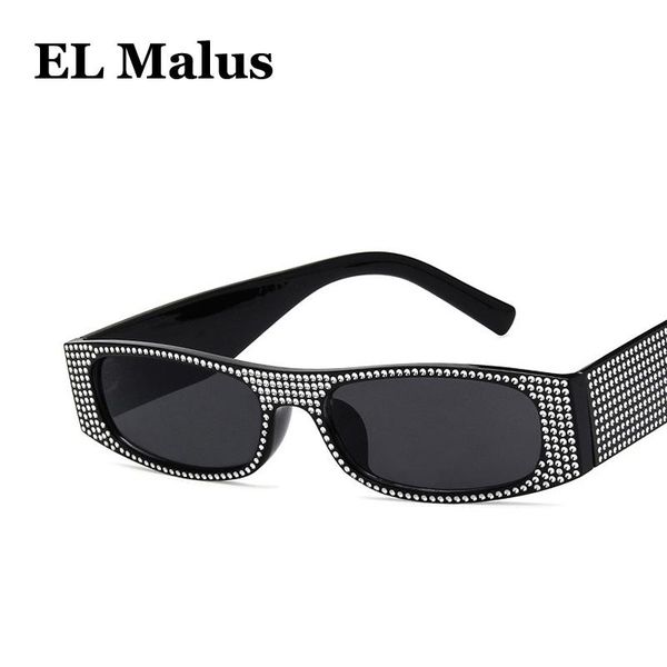 

sunglasses [el malus]little small thin square uv400 women imitation diamond red yellow silver lens mirror sun glasses female, White;black