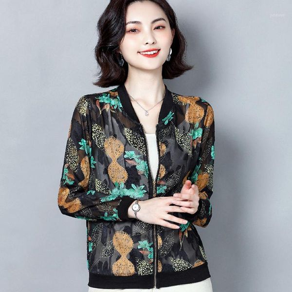 

2020 new summer hollow out bomber jacket women basic windbreaker jackets women sunscreen thin coat long sleeve female jacket1, Black;brown