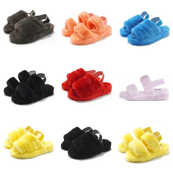 

wool slippers fur oneand women fall and summer wear flat bottom slip couple cotton ag hair slippers flip flops 7761111, Black