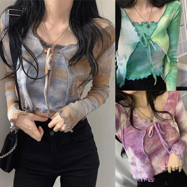 

printed women t shirt tie dye ladies cardigans sweater knitted long sleeve fashion female oversized warm women clothes top, White